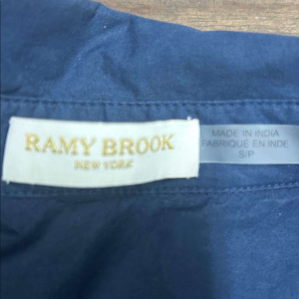 Ramy Brook Navy Blue Button-Front Mini Dress with Wide Belt - Picture 2 of 2